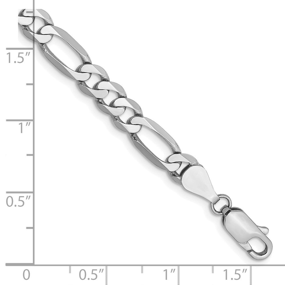 Solid 14K White Gold 7 inch 5.5mm Flat Figaro with Lobster Clasp Bracelet