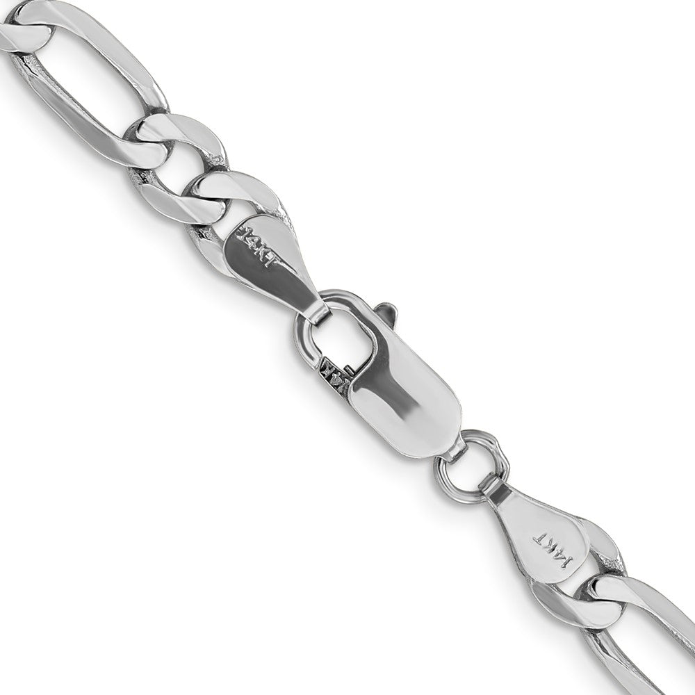 Solid 14K White Gold 24 inch 6mm Flat Figaro with Lobster Clasp Chain Necklace