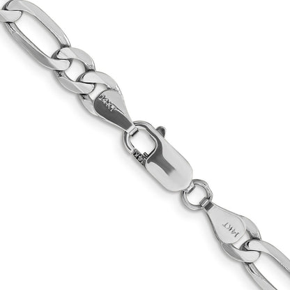 Solid 14K White Gold 24 inch 6mm Flat Figaro with Lobster Clasp Chain Necklace