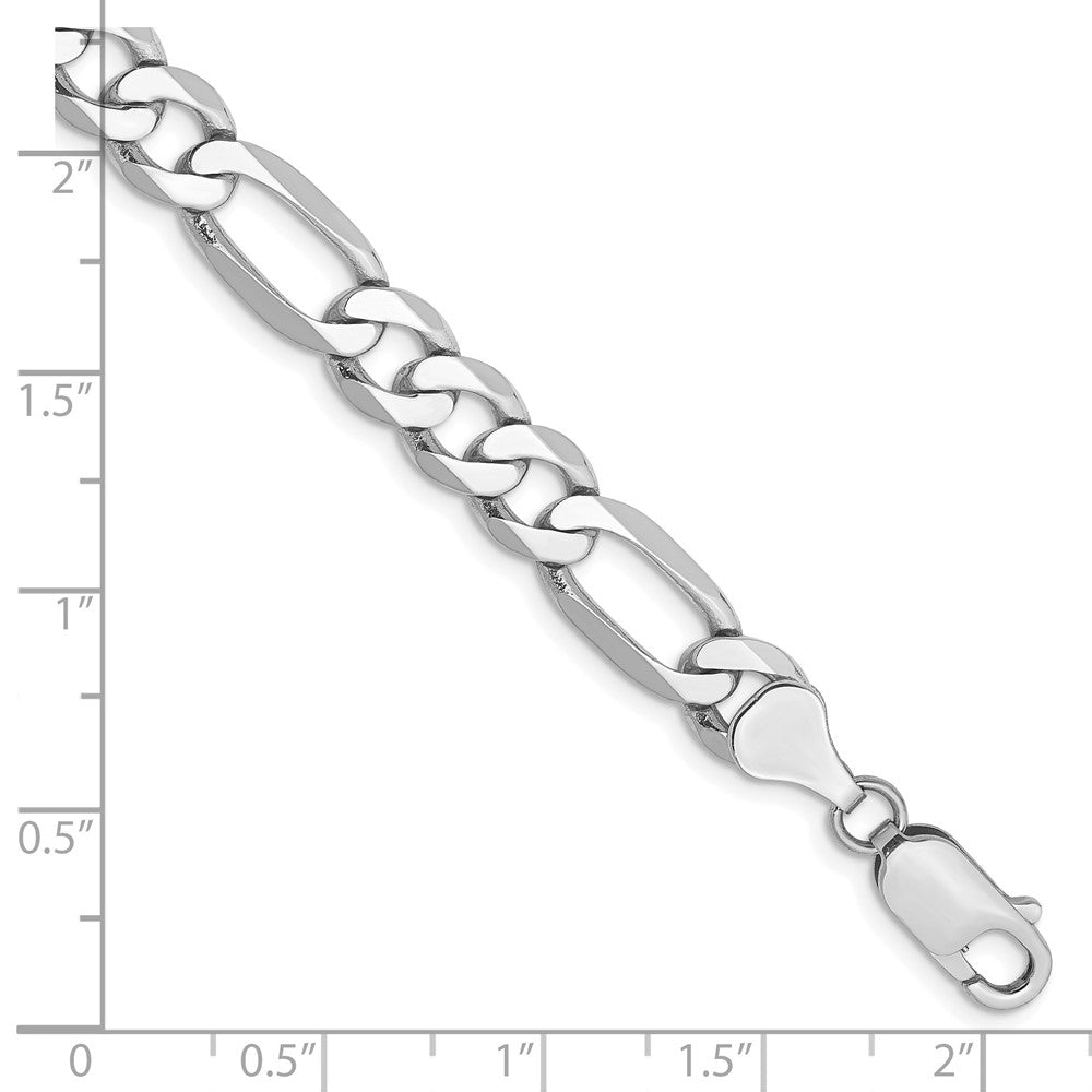 Solid 14K White Gold 8 inch 7mm Flat Figaro with Lobster Clasp Bracelet