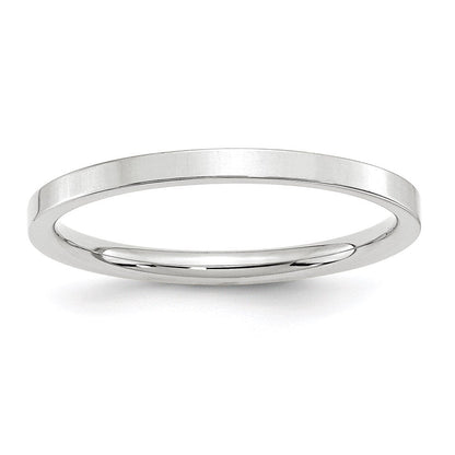 Solid 10K White Gold 2mm Standard Flat Comfort Fit Men's/Women's Wedding Band Ring Size 7