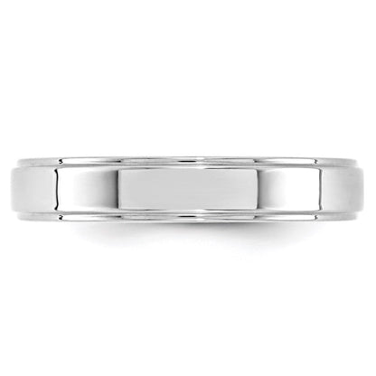 Solid 10K White Gold 4mm Flat with Step Edge Men's/Women's Wedding Band Ring Size 4.5