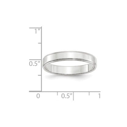 Solid 10K White Gold 4mm Flat with Step Edge Men's/Women's Wedding Band Ring Size 13