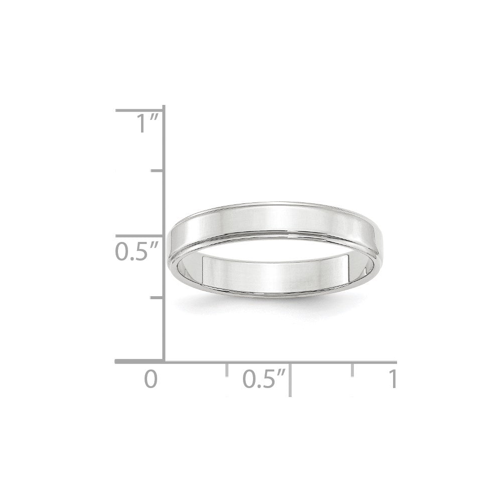 Solid 10K White Gold 4mm Flat with Step Edge Men's/Women's Wedding Band Ring Size 11
