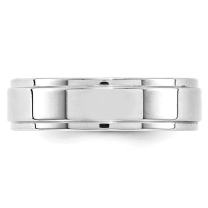 Solid 10K White Gold 6mm Flat with Step Edge Men's/Women's Wedding Band Ring Size 11.5