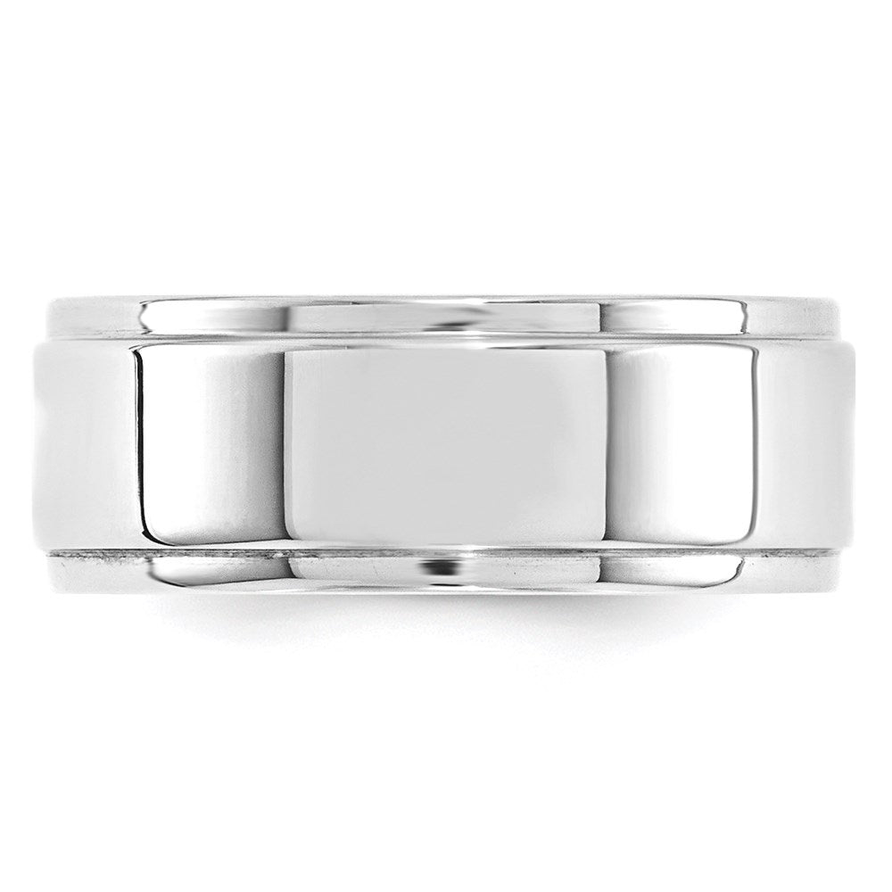 Solid 10K White Gold 8mm Flat with Step Edge Men's/Women's Wedding Band Ring Size 8.5
