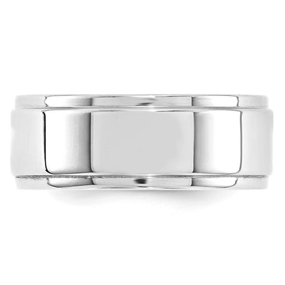 Solid 10K White Gold 8mm Flat with Step Edge Men's/Women's Wedding Band Ring Size 4.5