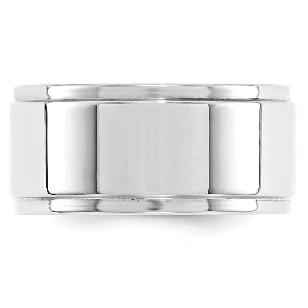 Solid 18K White Gold 10mm Flat with Step Edge Men's/Women's Wedding Band Ring Size 5.5