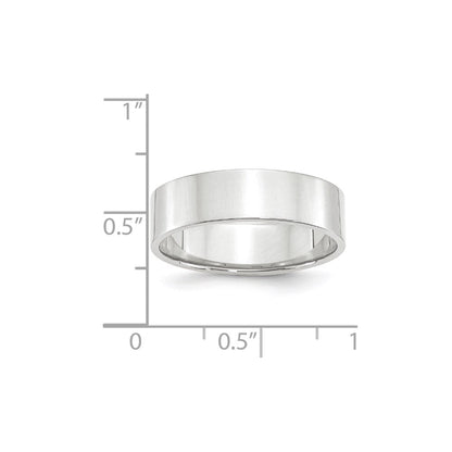 Solid 10K White Gold 6mm Light Weight Flat Men's/Women's Wedding Band Ring Size 10.5