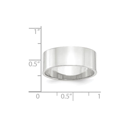 Solid 10K White Gold 8mm Light Weight Flat Men's/Women's Wedding Band Ring Size 10