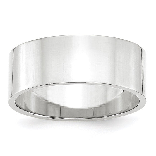 Solid 10K White Gold 8mm Light Weight Flat Men's/Women's Wedding Band Ring Size 10.5