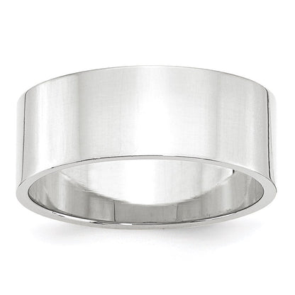 Solid 10K White Gold 8mm Light Weight Flat Men's/Women's Wedding Band Ring Size 10