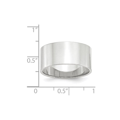 Solid 10K White Gold 10mm Light Weight Flat Men's/Women's Wedding Band Ring Size 8.5