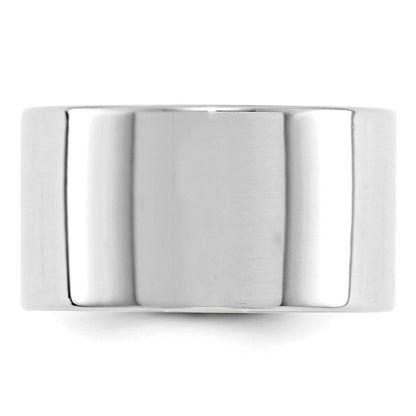 Solid 10K White Gold 12mm Light Weight Flat Men's/Women's Wedding Band Ring Size 8.5
