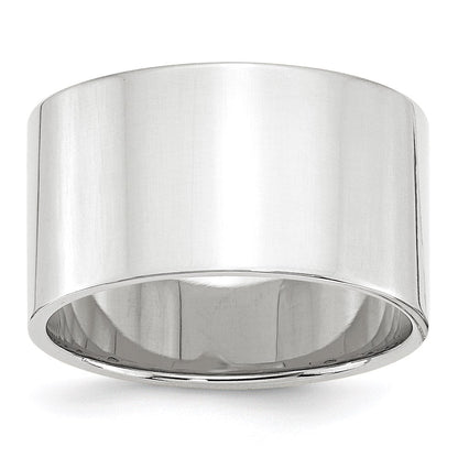 Solid 10K White Gold 12mm Light Weight Flat Men's/Women's Wedding Band Ring Size 12.5