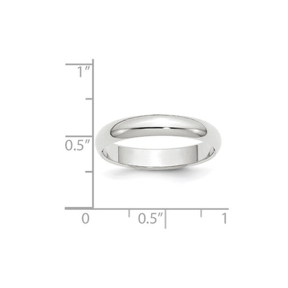 Solid 10K White Gold 4mm Half Round Men's/Women's Wedding Band Ring Size 13