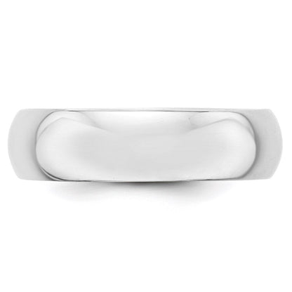 Solid 10K White Gold 6mm Half Round Men's/Women's Wedding Band Ring Size 12.5