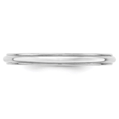 Solid 10K White Gold 2.5mm Half Round with Edge Men's/Women's Wedding Band Ring Size 6