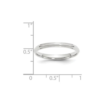 Solid 10K White Gold 2.5mm Half Round with Edge Men's/Women's Wedding Band Ring Size 10