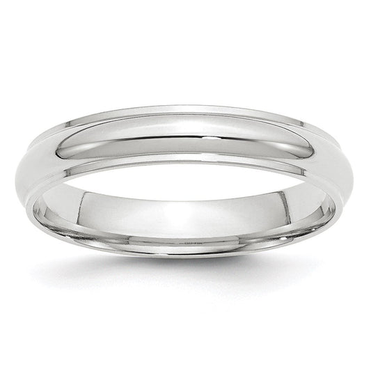 Solid 10K White Gold 4mm Half Round with Edge Men's/Women's Wedding Band Ring Size 14