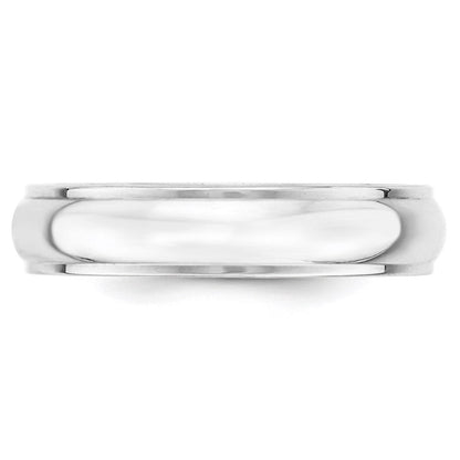 Solid 10K White Gold 5mm Half Round with Edge Men's/Women's Wedding Band Ring Size 6
