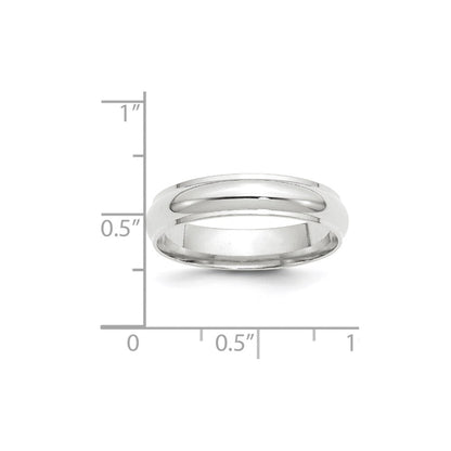 Solid 10K White Gold 5mm Half Round with Edge Men's/Women's Wedding Band Ring Size 6