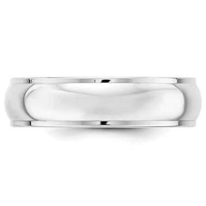 Solid 10K White Gold 6mm Half Round with Edge Men's/Women's Wedding Band Ring Size 5