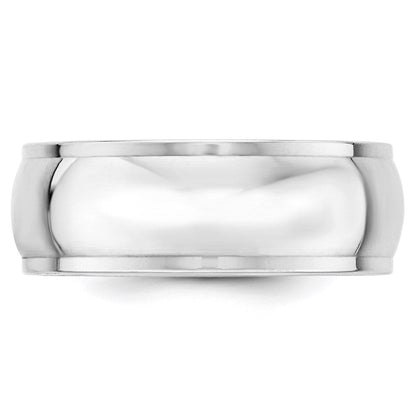 Solid 10K White Gold 8mm Half Round with Edge Men's/Women's Wedding Band Ring Size 9