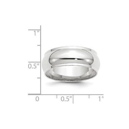 Solid 10K White Gold 8mm Half Round with Edge Men's/Women's Wedding Band Ring Size 7