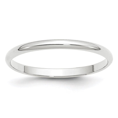 Solid 10K White Gold 2mm Light Weight Half Round Men's/Women's Wedding Band Ring Size 10