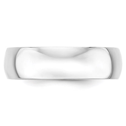 Solid 10K White Gold 6mm Light Weight Half Round Men's/Women's Wedding Band Ring Size 10