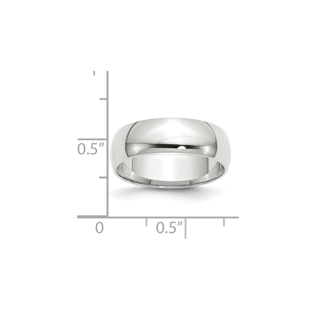 Solid 10K White Gold 6mm Light Weight Half Round Men's/Women's Wedding Band Ring Size 10