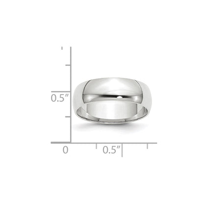 Solid 10K White Gold 6mm Light Weight Half Round Men's/Women's Wedding Band Ring Size 10