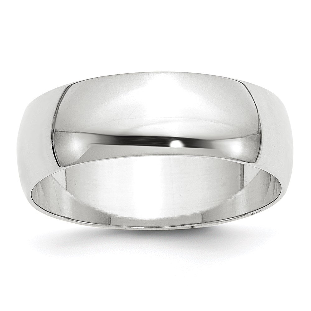 Solid 10K White Gold 7mm Light Weight Half Round Men's/Women's Wedding Band Ring Size 10