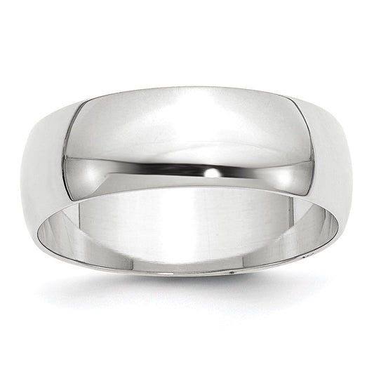Solid 10K White Gold 7mm Light Weight Half Round Men's/Women's Wedding Band Ring Size 10