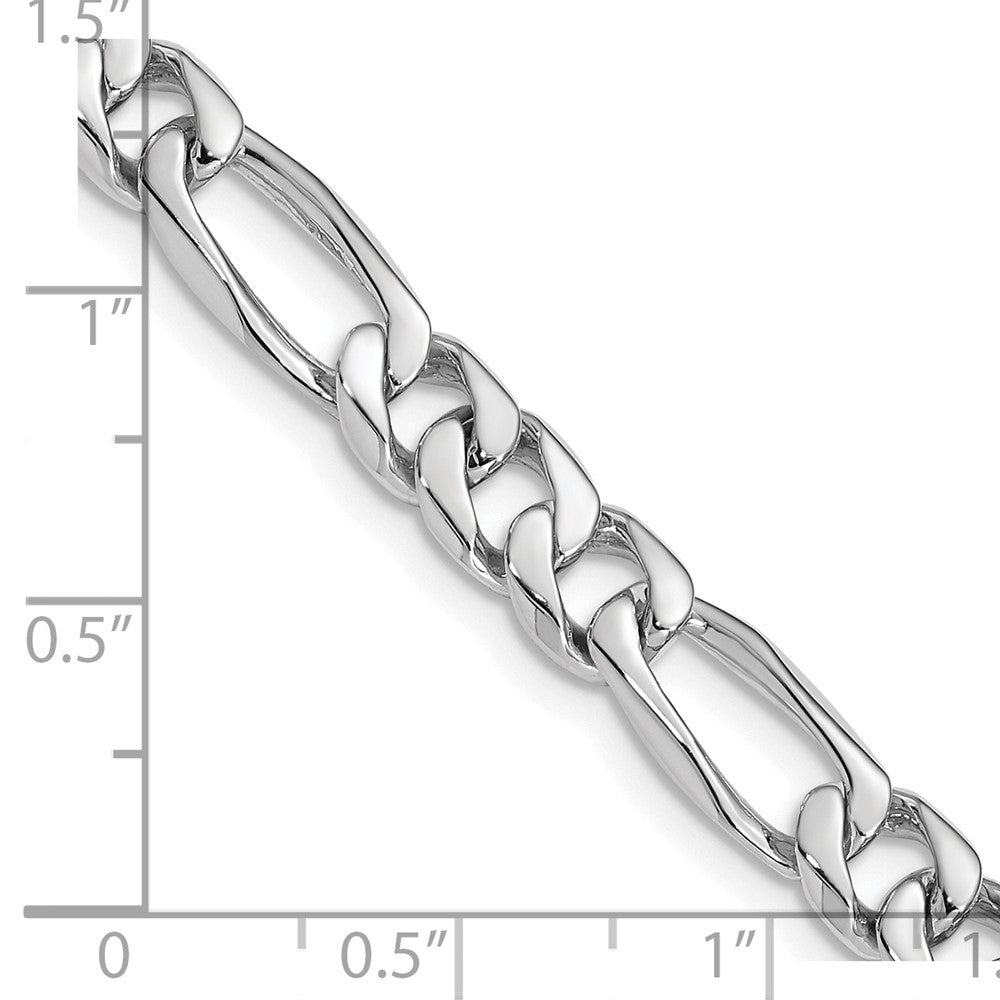 Solid 14K White Gold 18 inch 7mm Hand Polished Figaro Link with Fancy Lobster Clasp Chain Necklace