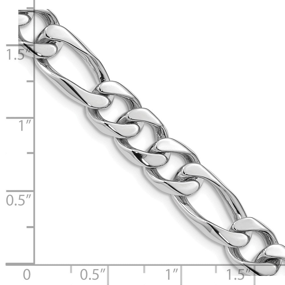 Solid 14K White Gold 24 inch 9mm Hand Polished Figaro Link with Box Catch Clasp Chain Necklace