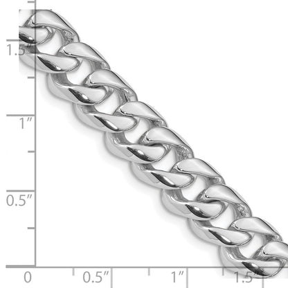 Solid 14K White Gold 24 inch 9.6mm Hand Polished Rounded Curb Link with Box Catch Clasp Chain Necklace