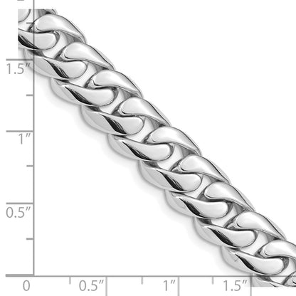 Solid 14K White Gold 22 inch 10.8mm Hand Polished Rounded Curb Link with Box Catch Clasp Chain Necklace