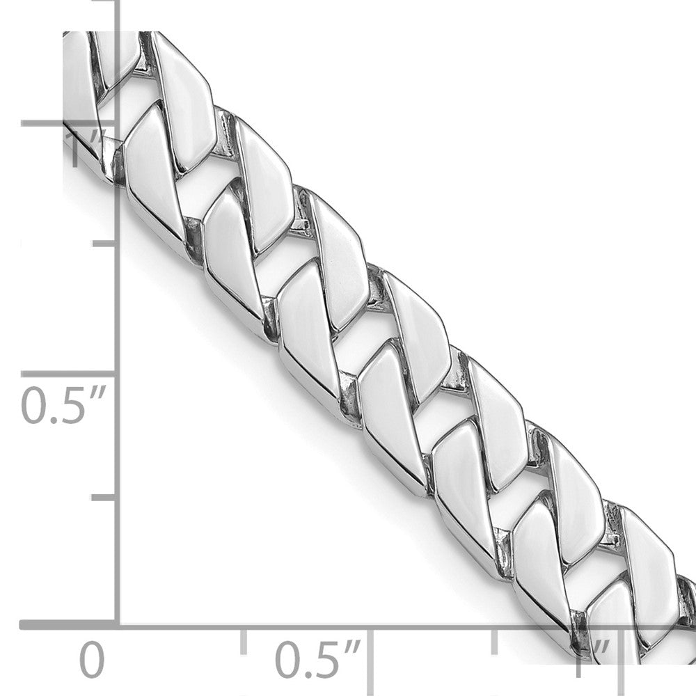 Solid 14K White Gold 20 inch 7.4mm Hand Polished Fancy Link with Fancy Lobster Clasp Chain Necklace