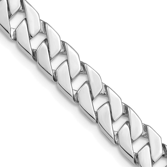 Solid 14K White Gold 8 inch 7.4mm Hand Polished Fancy Link with Fancy Lobster Clasp Bracelet