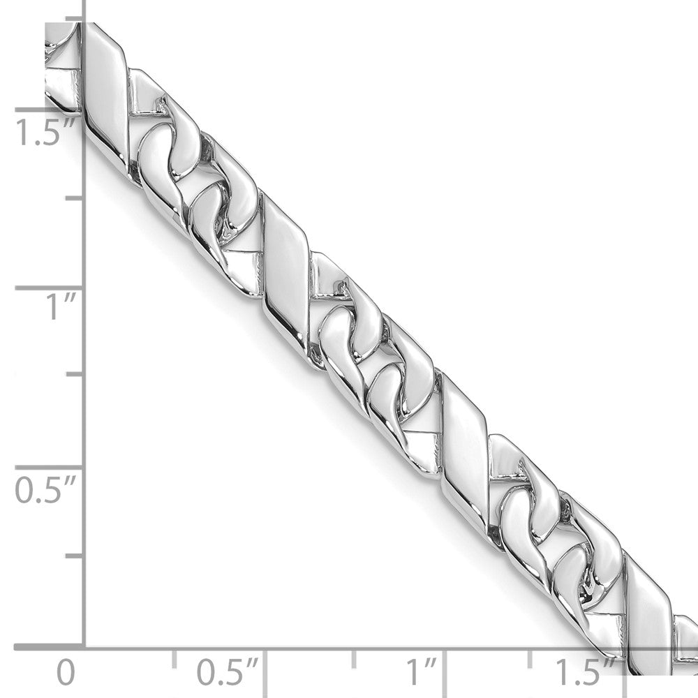 Solid 14K White Gold 20 inch 6.7mm Hand Polished Fancy Link with Fancy Lobster Clasp Chain Necklace