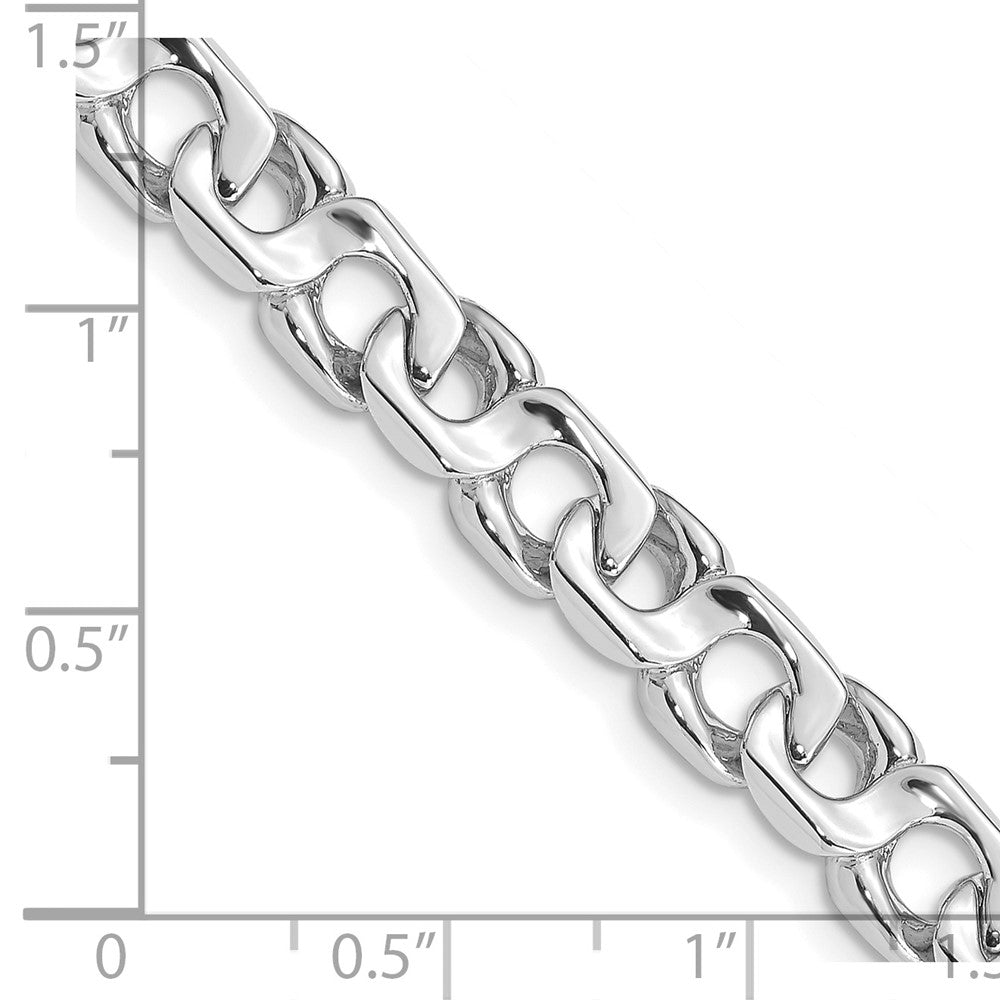 Solid 14K White Gold  22 inch 7.4mm Hand Polished Fancy Link with Fancy Lobster Clasp Chain Necklace