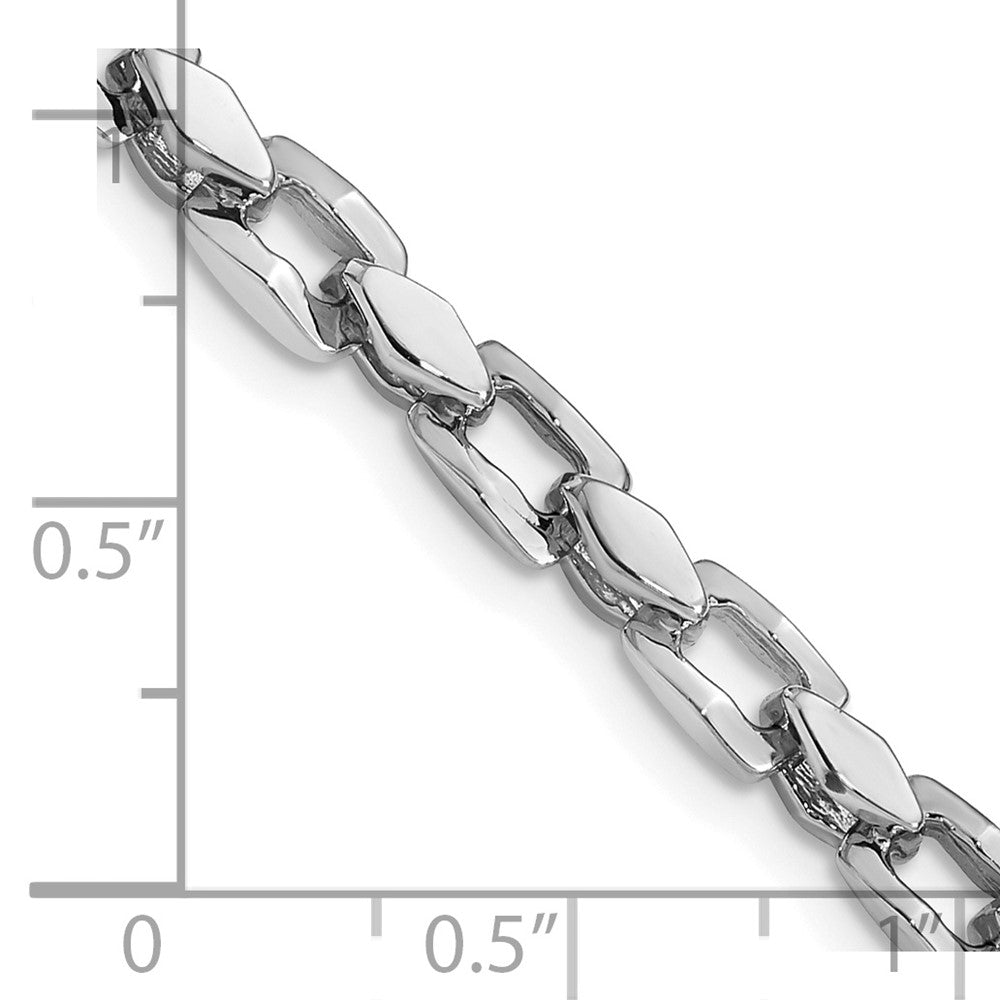 Solid 14K White Gold 18 inch 4.5mm Hand Polished Fancy Link with Fancy Lobster Clasp Chain Necklace