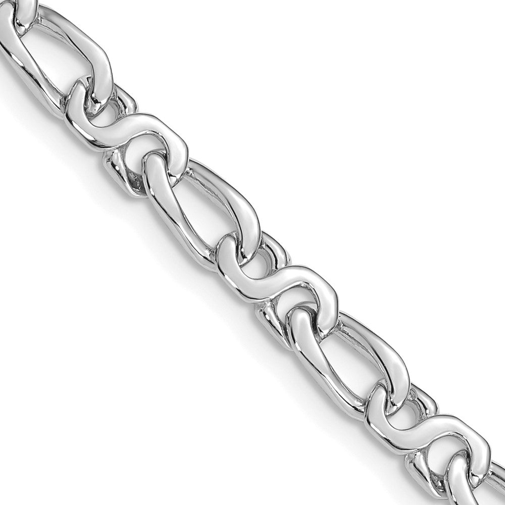 Solid 14K White Gold 24 inch 4.8mm Hand Polished Fancy Link with Fancy Lobster Clasp Chain Necklace