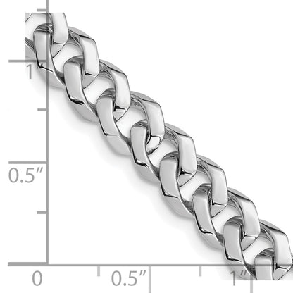 Solid 14K White Gold 20 inch 8mm Hand Polished Fancy Link with Fancy Lobster Clasp Chain Necklace