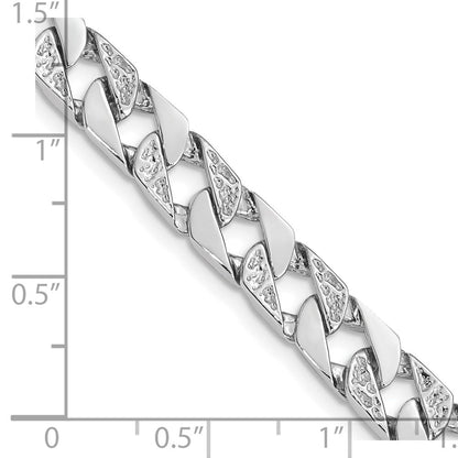 Solid 14K White Gold 20 inch 7.5mm Hand Polished Fancy Link with Fancy Lobster Clasp Chain Necklace