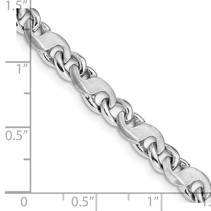 Solid 14K White Gold 22 inch 5.4mm Hand Polished and Satin Fancy S-Link with Fancy Lobster Clasp Chain Necklace