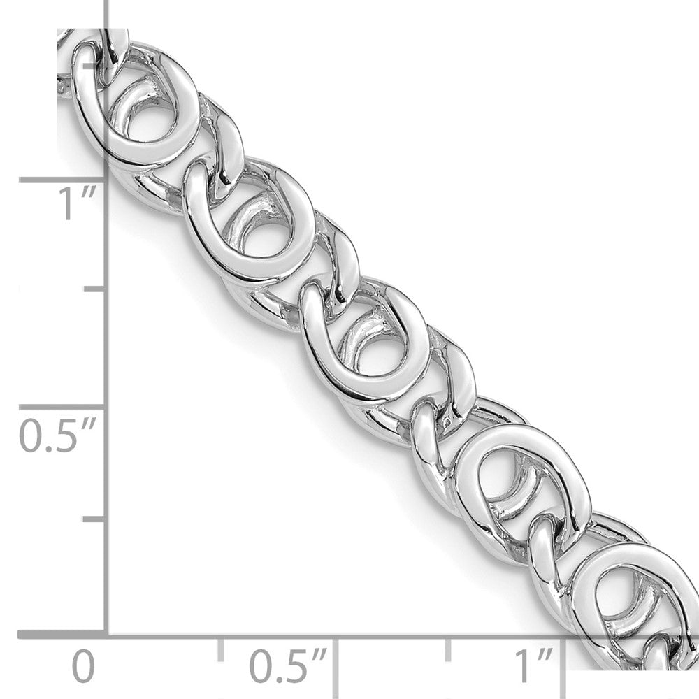 Solid 14K White Gold 22 inch 7mm Hand Polished Fancy Link with Fancy Lobster Clasp Chain Necklace