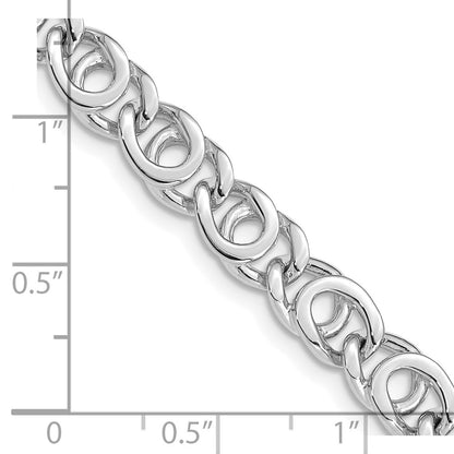 Solid 14K White Gold 22 inch 7mm Hand Polished Fancy Link with Fancy Lobster Clasp Chain Necklace